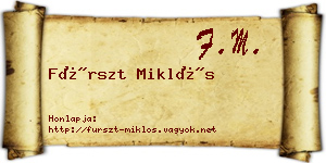 Fürszt Miklós névjegykártya